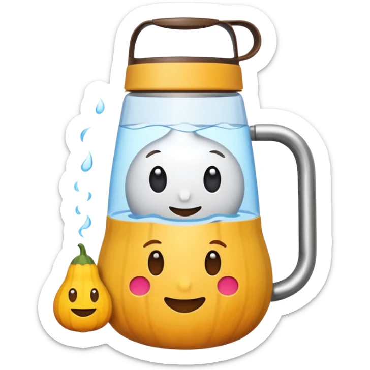 set: thermal water bottle, stainless steel cup and tereré gourd inside the cup, emoji style sticker