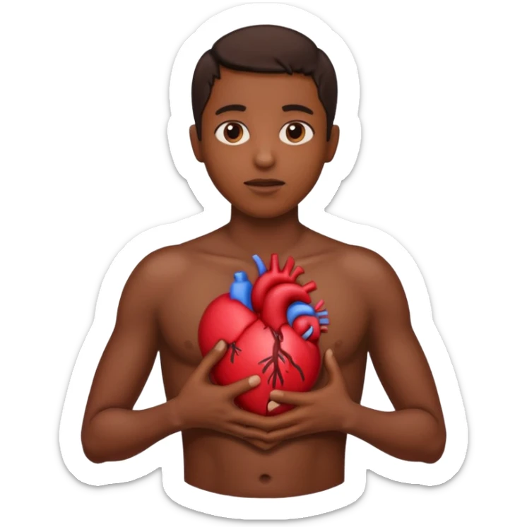 Holding heart out of chest brown skin person sticker