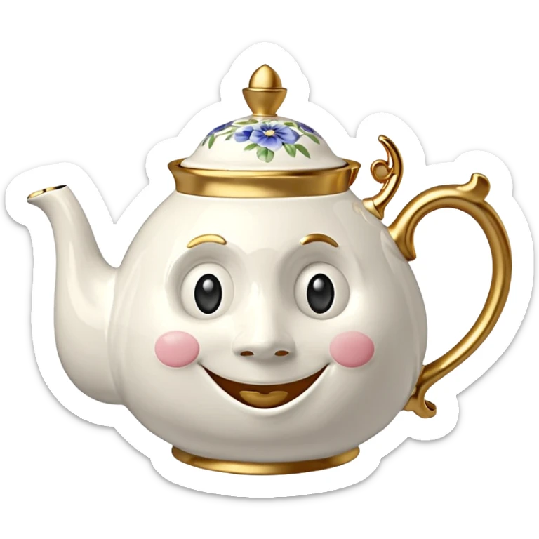 A character from the fairy tale Beauty and the Beast: Mrs. Potts, the lady who was turned into a teapot and retains the teapot's original form. sticker