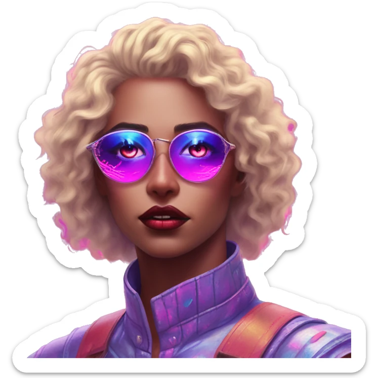 Synthwave Pelle in fantasy style, oil paint, epic eyes, intricate lips, exquisite pose, beautiful, desirable, logical, Midsommar  sticker