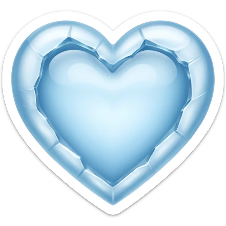 a flat heart that appears to be chiseled from a block of ice. Frost seems to grow on it sticker