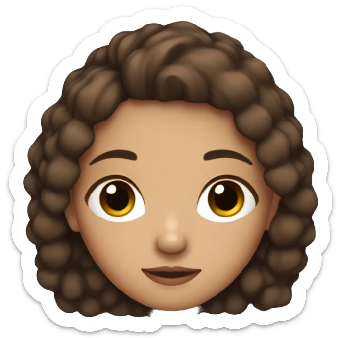 a white brown girl wirh dark brown and little highlights and short hair with brown eyes sleeping sticker