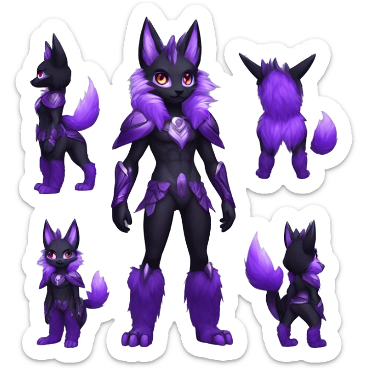 Anthro-Edgy-Cool-Black-Purple-Contrast-Colors-Fantasy-Fur-Sona-Chibi-Shiny-Fakémon-Hybrid full body sticker