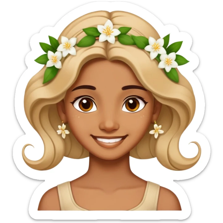 Tamil girl smiling with jasmine flowers in hair sticker