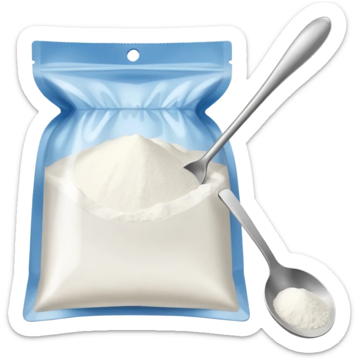 Little ziploc bag of white powder and a spoon sticker
