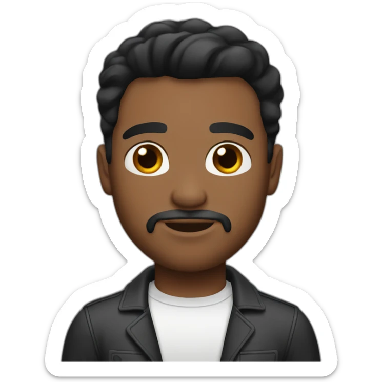 straight black haircut, white skin men, with brown eyes, and a little bit of beard sticker