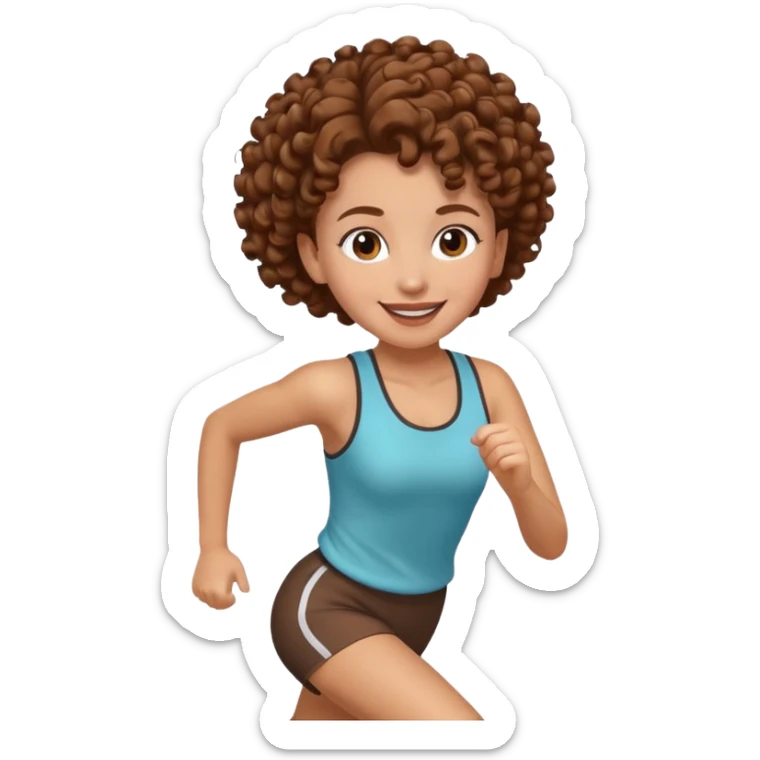  curly 
updo hair brown hair girl running sticker
