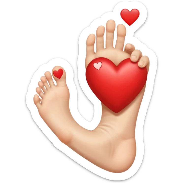cute emoji of a person holding up a foot with a heart symbol sticker