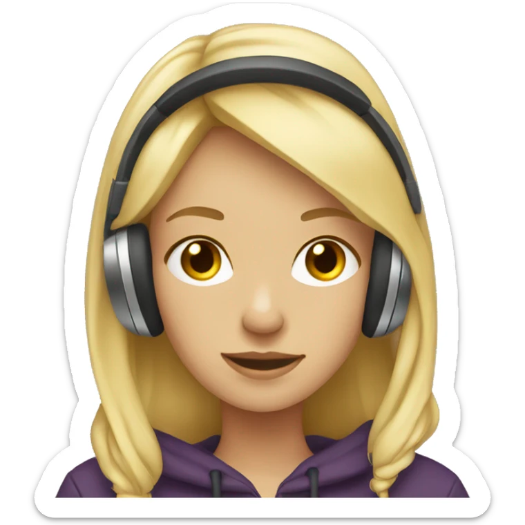Blonde girl with headphones and hoodie  sticker