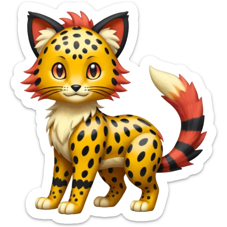 Glossy Sparkly Gembonded Spotty Stripy Hairy Floofy-Poofy Liepard-Linoone-Litten-Pokémon-fusion-creature (full body) sticker