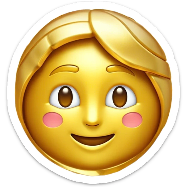 Cinematic Realistic Gold Emoji, Radiant and brilliant, with smooth, polished golden bars reflecting the light in stunning highlights. The soft, warm glow of the metal exudes luxury and elegance, catching every glimmer in the surrounding environment. Soft glowing outline, capturing the essence of wealth and timeless beauty in gleaming gold! sticker