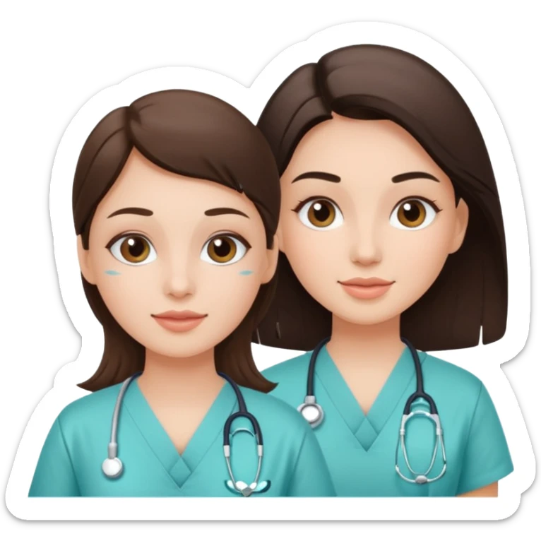 girl brunette getting a facial by a cosmetic esthetician sticker