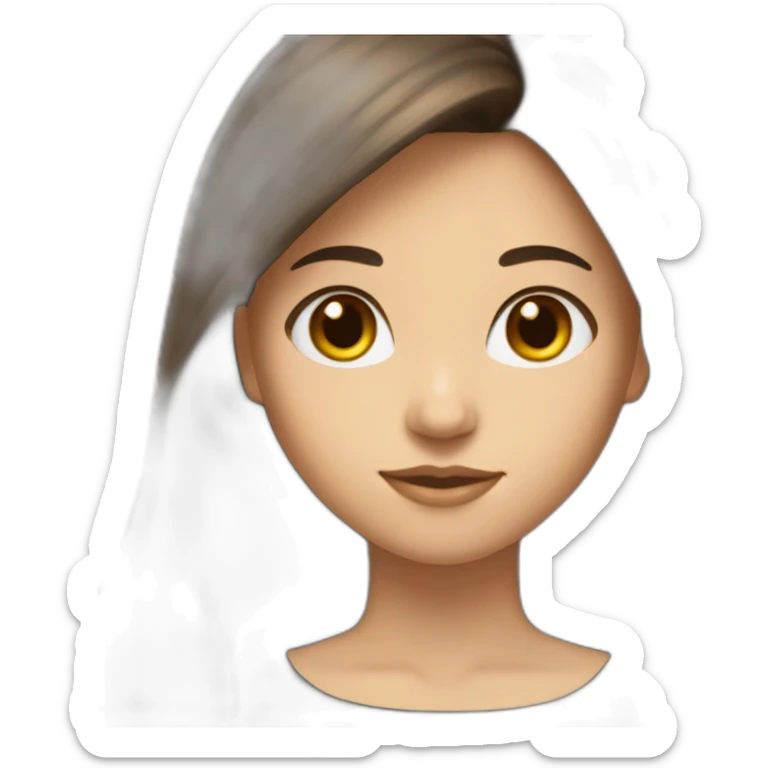 girl long-length brown hair with bang fair skin brown eye black dress writing coding sticker