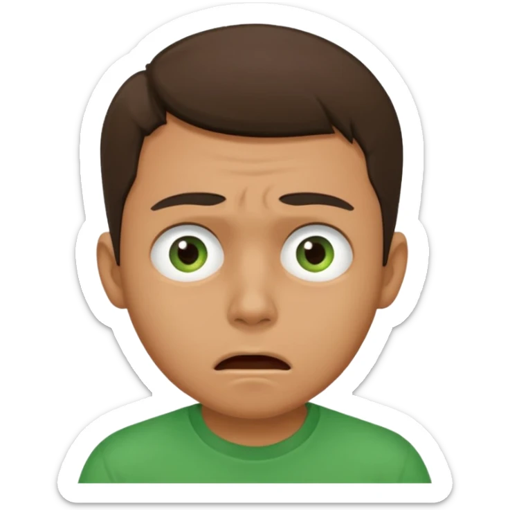 make him in a green T-shirt and much more realistic. the emotion of fear and shock sticker