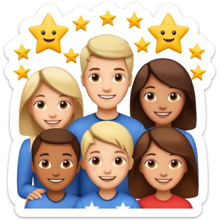 Make me an emoji for an app. The emoji is to highlight "social", "Real people", Reviews, trust, and brand recognition sticker