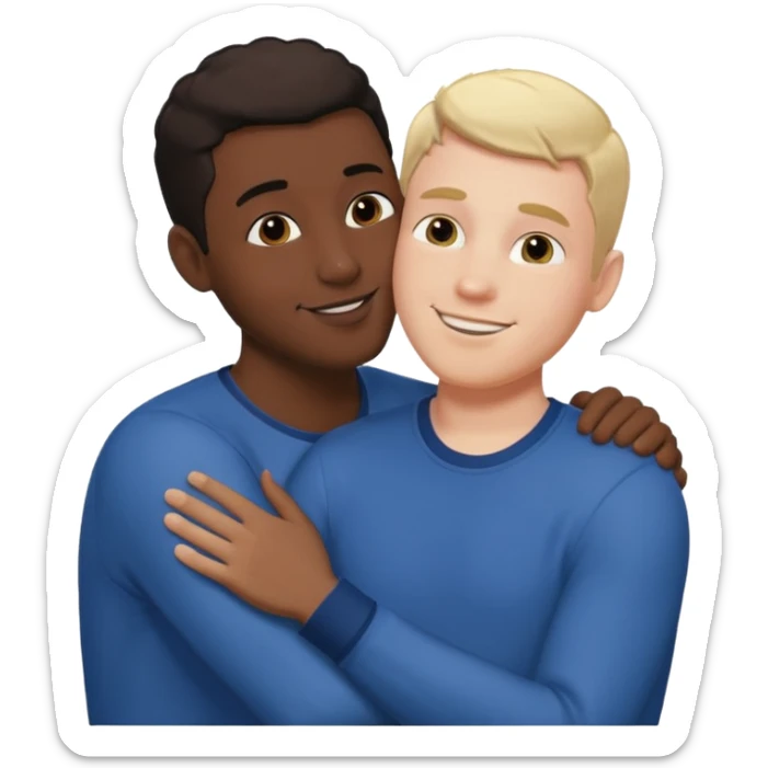White adult male kissing black adult male sticker
