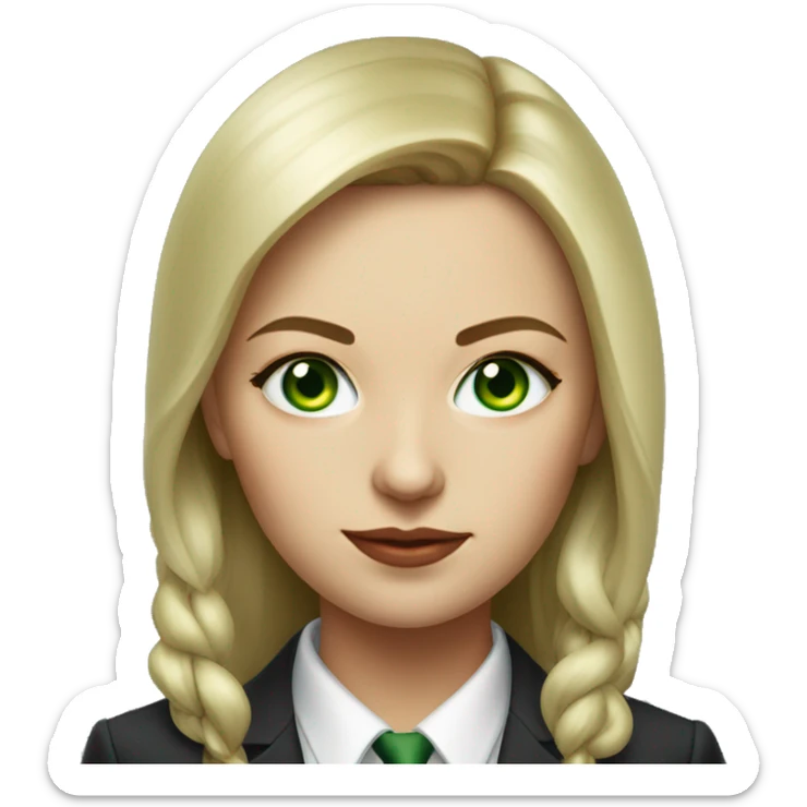 Russian woman with green eyes full length in suit photorealistic serious sticker