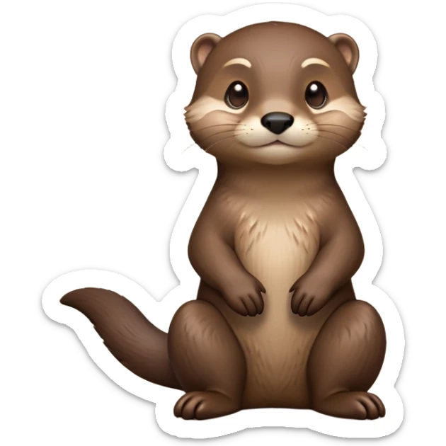 cinematic-noble [otter]-realistic-full-body-sitting-emoji,-tail-tucked-close,-head-tilted-dramatically,-sleek-[brown]-fur,-simplified-yet-realistic-focused-features,-highly-detailed,-glowing-with-an-almost-sarcastic-glow  expressive eyes sticker