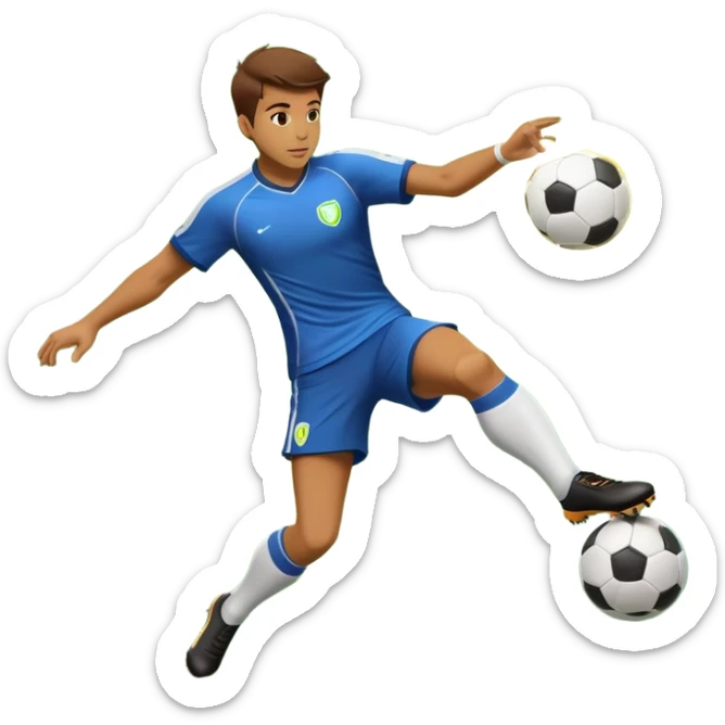 soccer player kicking a ball with a laser beam shooting across the scene sticker