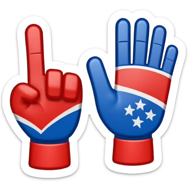 sports foam finger american football blue (#00A3E0) and red (#F9423A) sticker