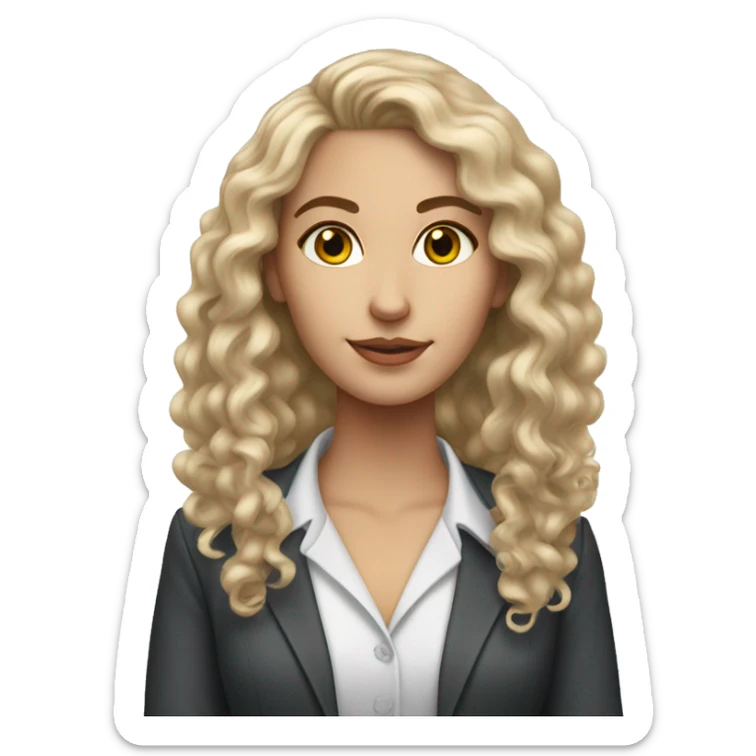 white girl with long semi curly hair with hoop earrings in a corporate attire sticker