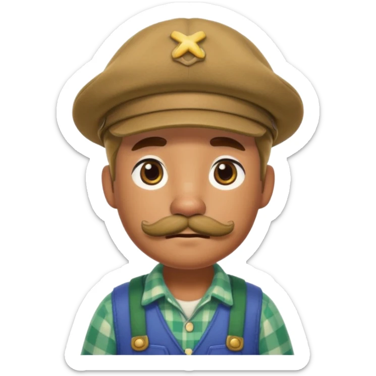Animal crossing character, famer with a beret and a mustache  sticker