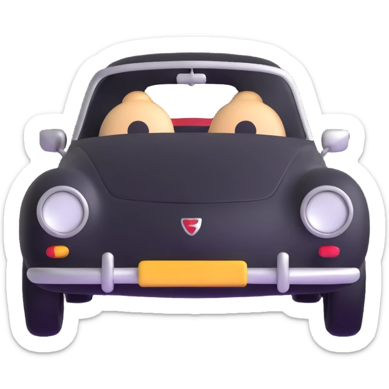 playful and cute body with the face of a French car sticker