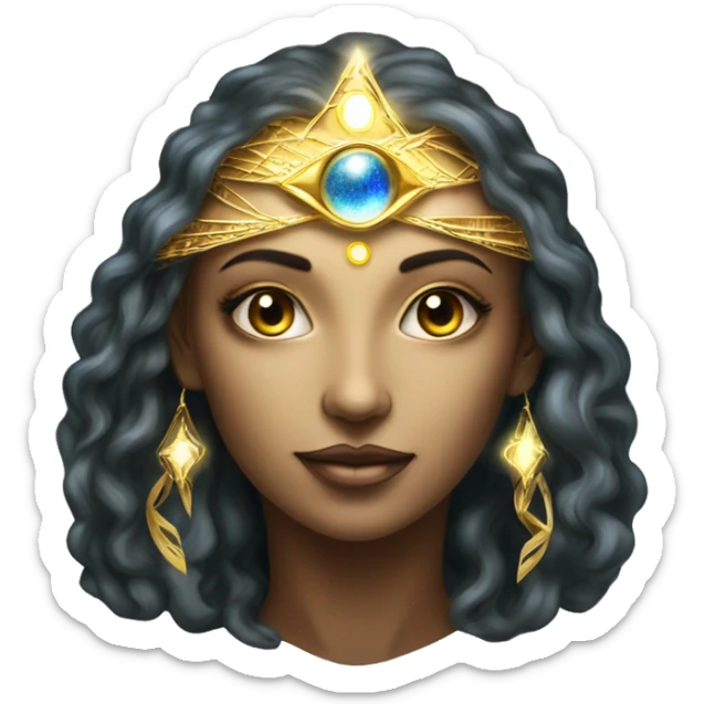 Pleiadian radiant diva woman female golden third eye sticker