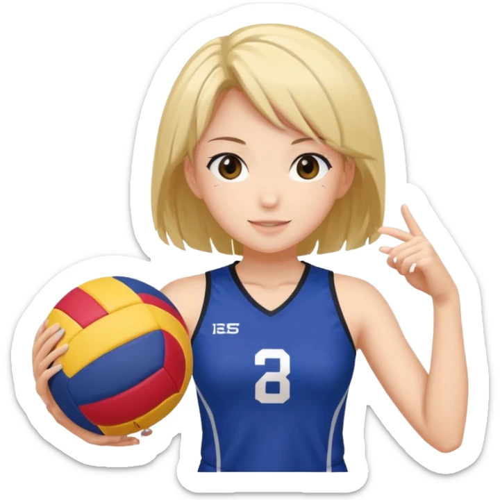 volleyball player, anime girl, with volleyball ball sticker