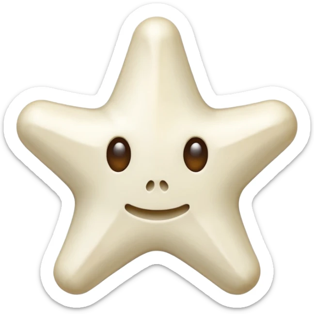 starshape made of bone. no face . no outer ridge. no eyes. no. nose. no mouth. just a star sticker