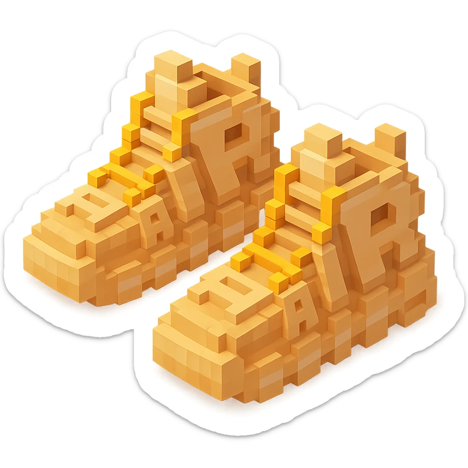 two pairs of Nike Air More Uptempo sneakers in beige with gold beads on the laces sticker