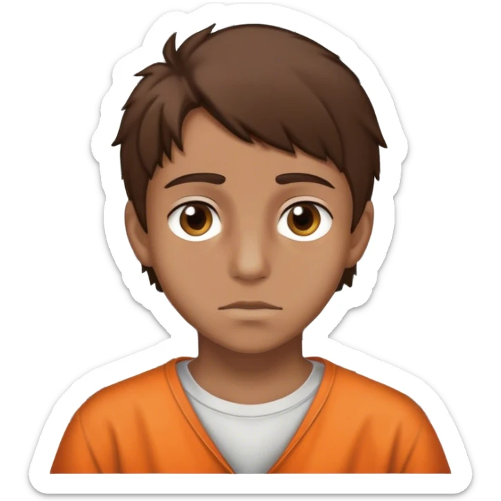 teen boy with brown eyes and hair hair in jail sticker