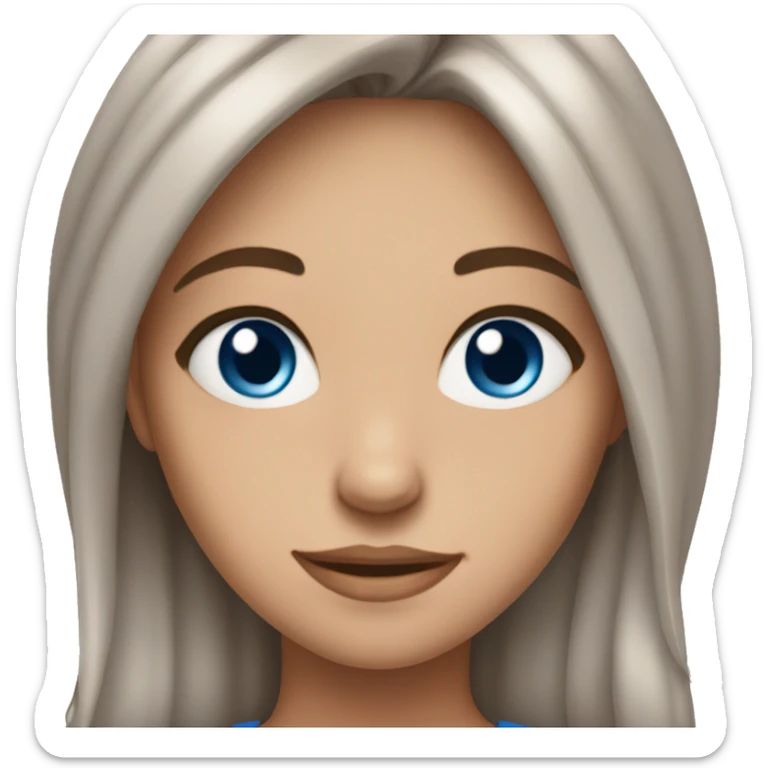 Pretty girl brown hair blue eyes sticker