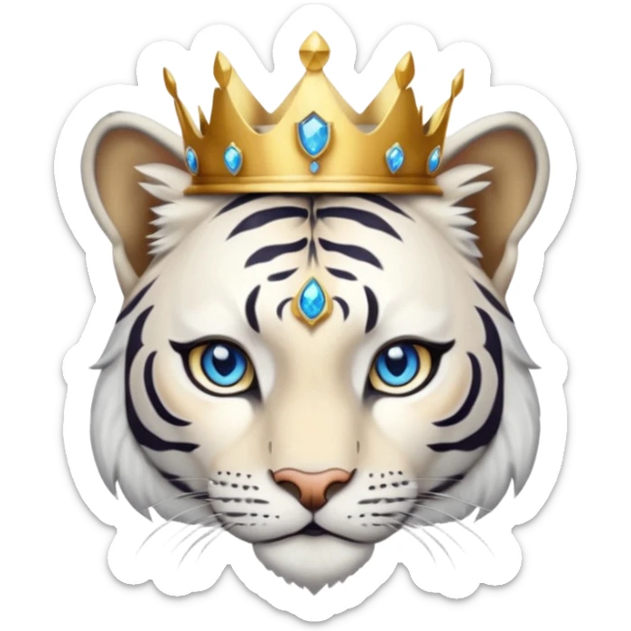 ESO Female white/black tiger khajiit leader of the umbral rose, blue eyes, blue 'third eye' gem, something symbolizing leadership ruling  sticker