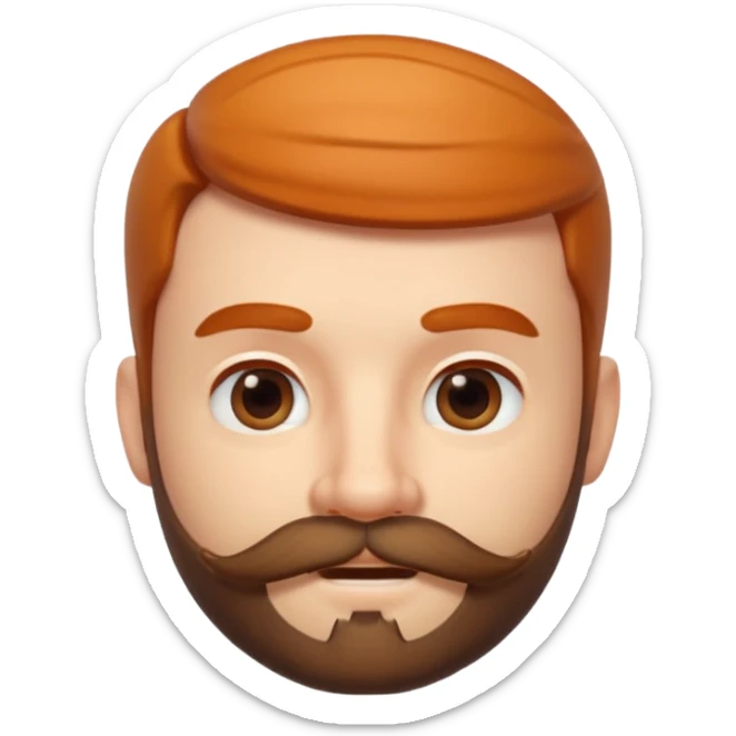 A 3D cartoon male face with short beard and mustache resembling whiskers, friendly expression, warm light, realistic Memoji-style texture. sticker