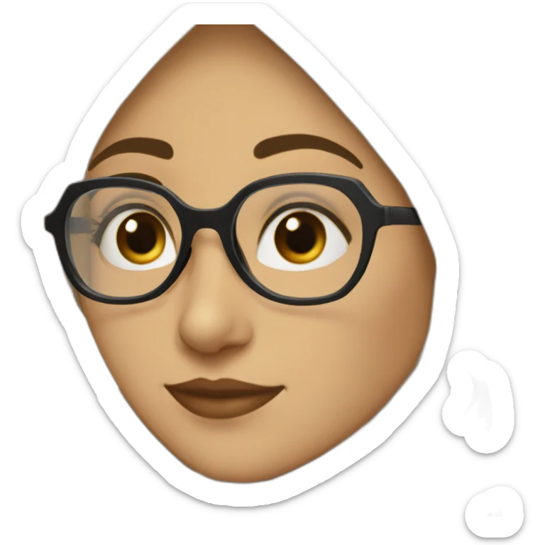 A hijabi girl with light skin and black eyes wearing black hexagon shaped glasses sticker
