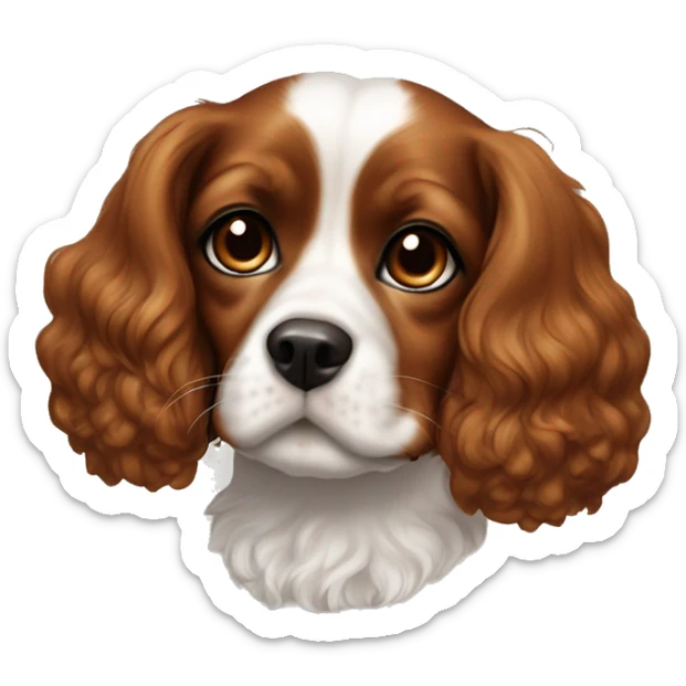 blenheim cavalier girl with brown spot on left side of mouth  sticker