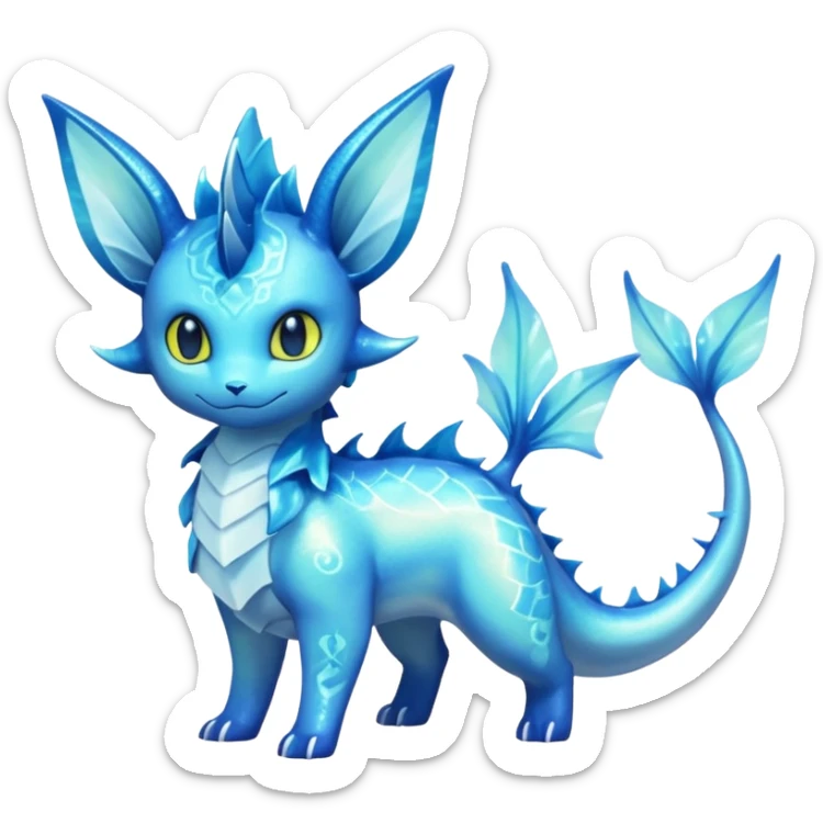 Shiny Nebulae Lumineon-Vaporeon-Amaura-Dragonair-Fakémon-hybrid-creature (full body)  sticker