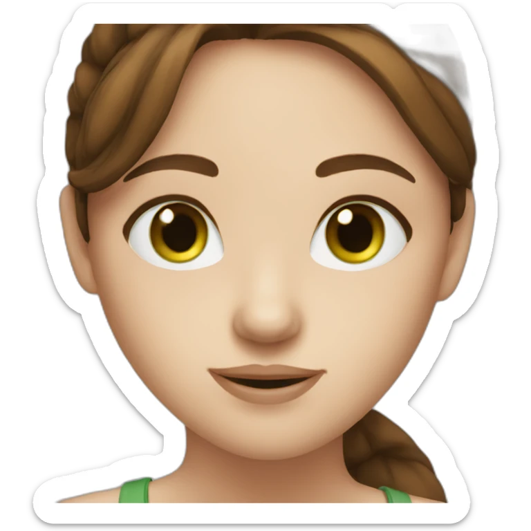 straight brown hair girl with green eyes and freckles sticker