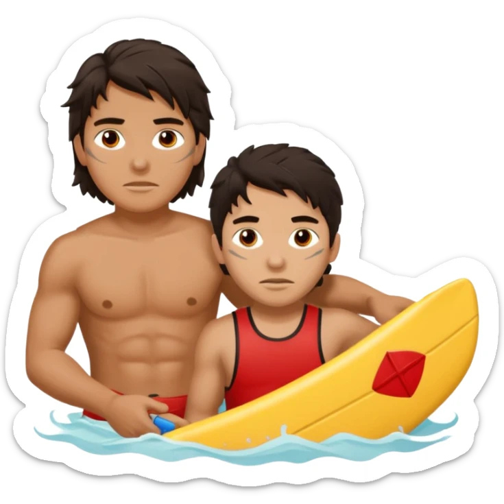 Lifeguard Native American Teenager with messy hair rescuing someone sticker