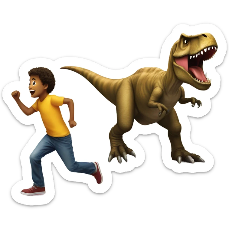 Trex chasing kid sticker