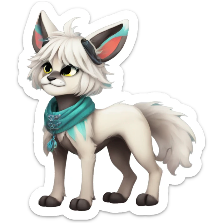 Cool cute Kawaii edgy fantasy animal  fursona Fionbri by griffsnuff & LiLaiRa & Falvie full body sticker