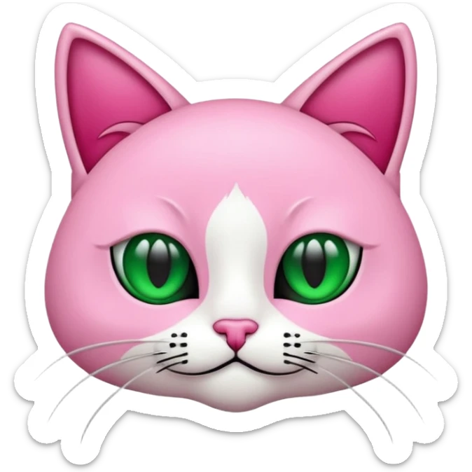 Bir siyah renkli kedi gözleri yeşil ve oturuyor boynunda pembe tasma vae sticker