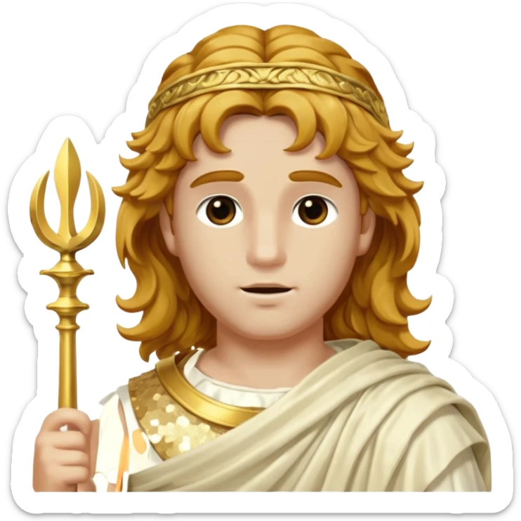 Mercury, Messager of the Gods from Roman Deities with long golden brown wavy hair, ivory sequin toga sticker