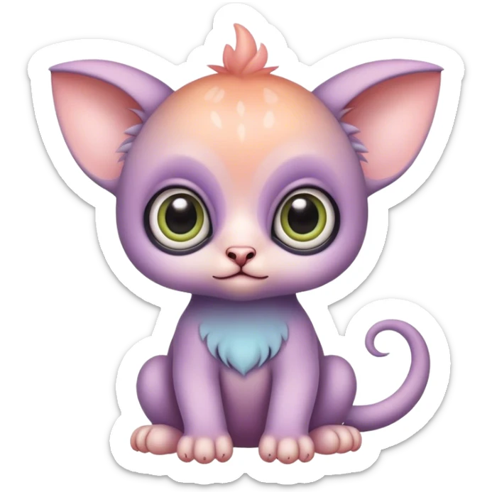 Adorable colorful baby pastel edgy animal-hybrid, full body, big Eyes sticker