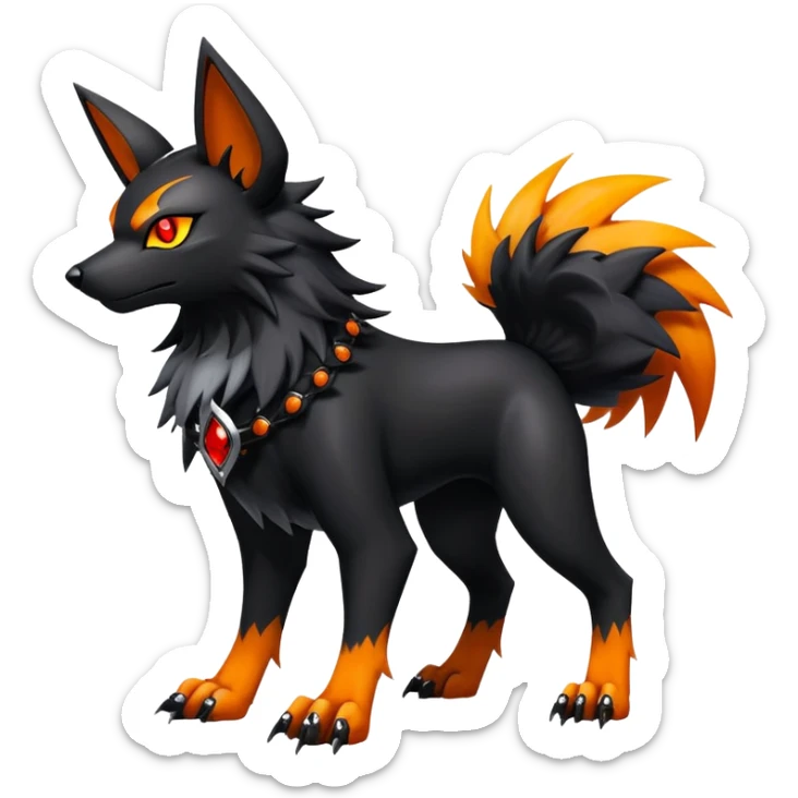 Shiny Gothic Punk’ish Exotic Futuristic Houndoom-Arcanine-Zorua-Torracat-Pokémon-Fakémon-hybrid-creature sticker