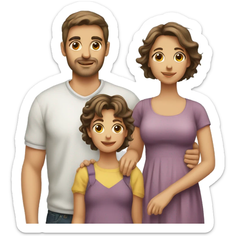 Young italian parents with 1 boy 2 girls 1 baby girl sticker