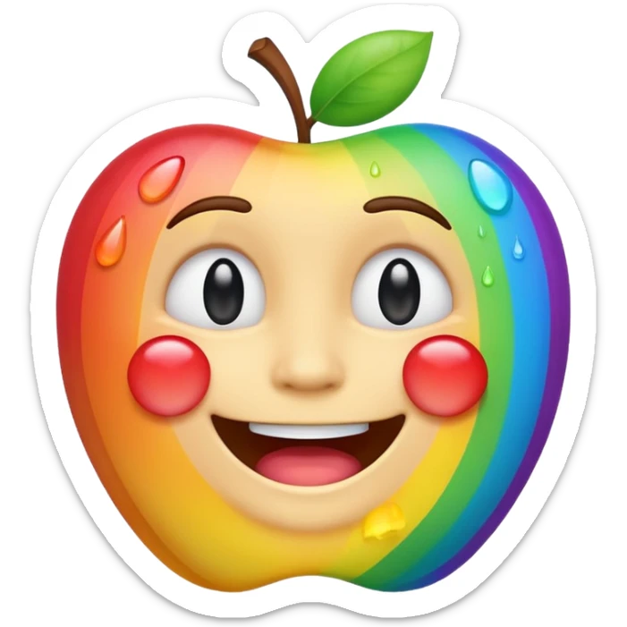 Laughing rainbow tears emoji, apple style, with a joyful laugh and tears in rainbow colors sticker