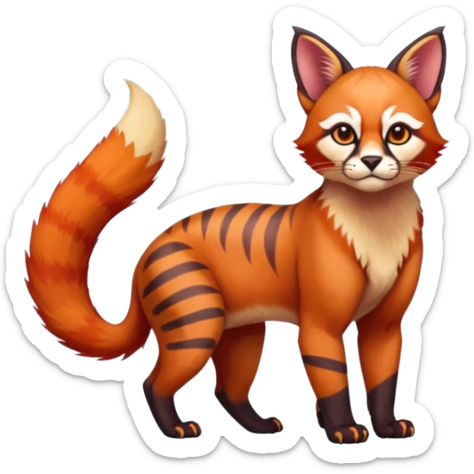 Caracal-Sphynx-Red-Panda-fusion-hybrid-animal-creature, full body sticker