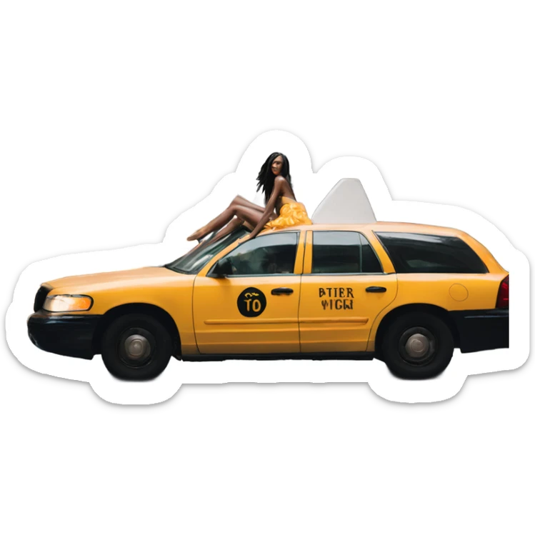 Photo of Victoria secret model posing on a taxi  sticker
